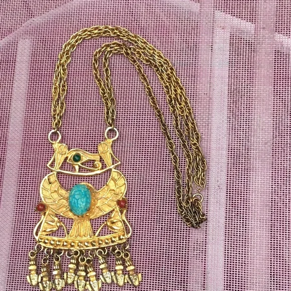 COPY - Vintage Eye of Horus large necklace goldtone - Picture 8 of 11